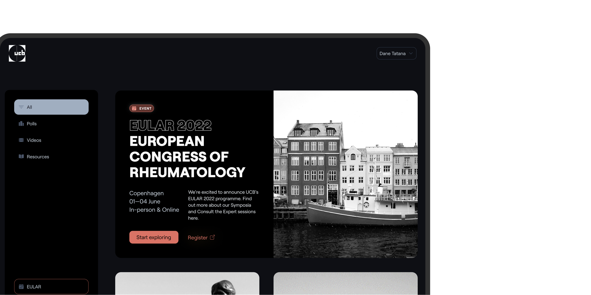 Screen displaying the interface of the Eular landing page